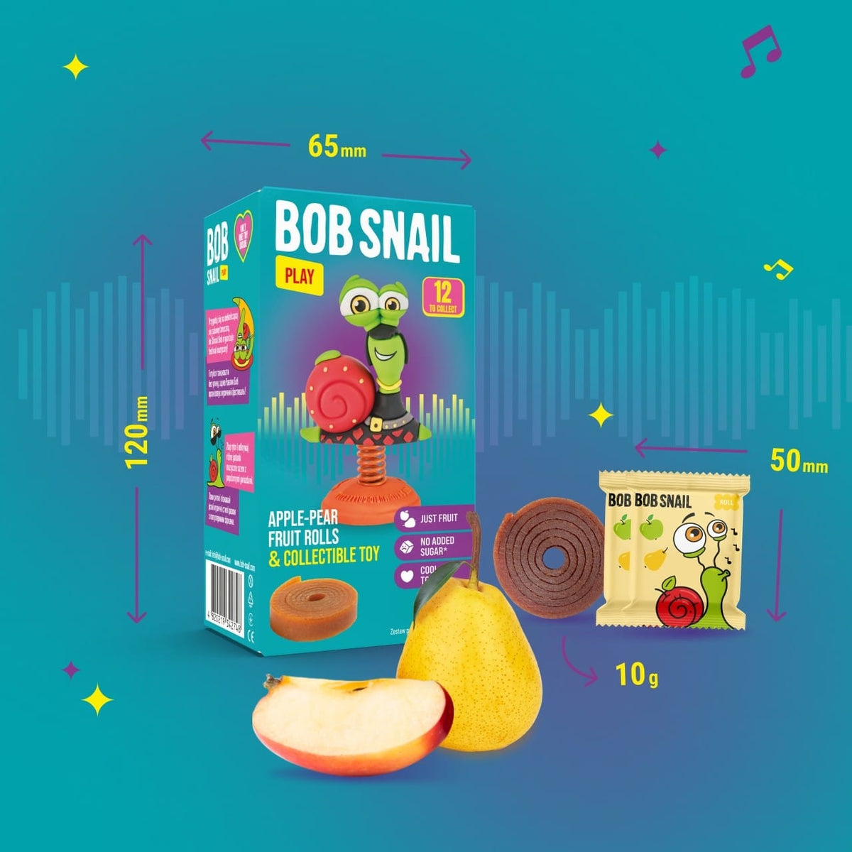 Bob Snail Toy with Apple-Pear Snack - 20 g
