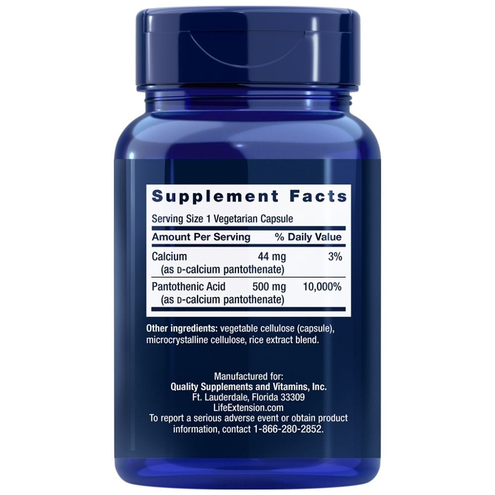 Life Extension Pantothenic Acid 500 mg - 100 Capsules