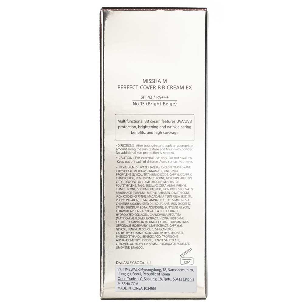 Missha M Perfect Cover B.B Cream SPF 42 PA+++ NO.13 Bright Beige - 20 ml