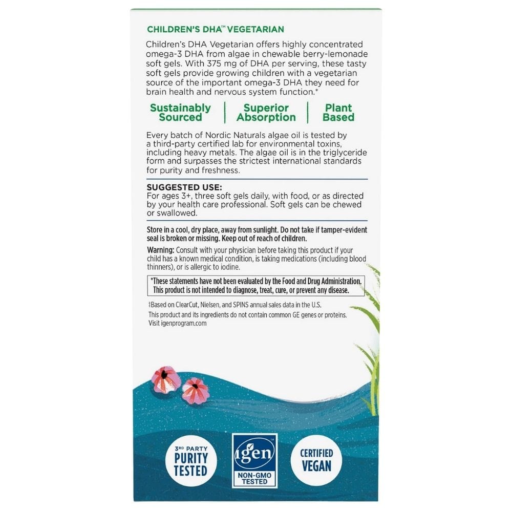Nordic Naturals Children's DHA Vegetarian, Blueberry – 120 Mini Capsules