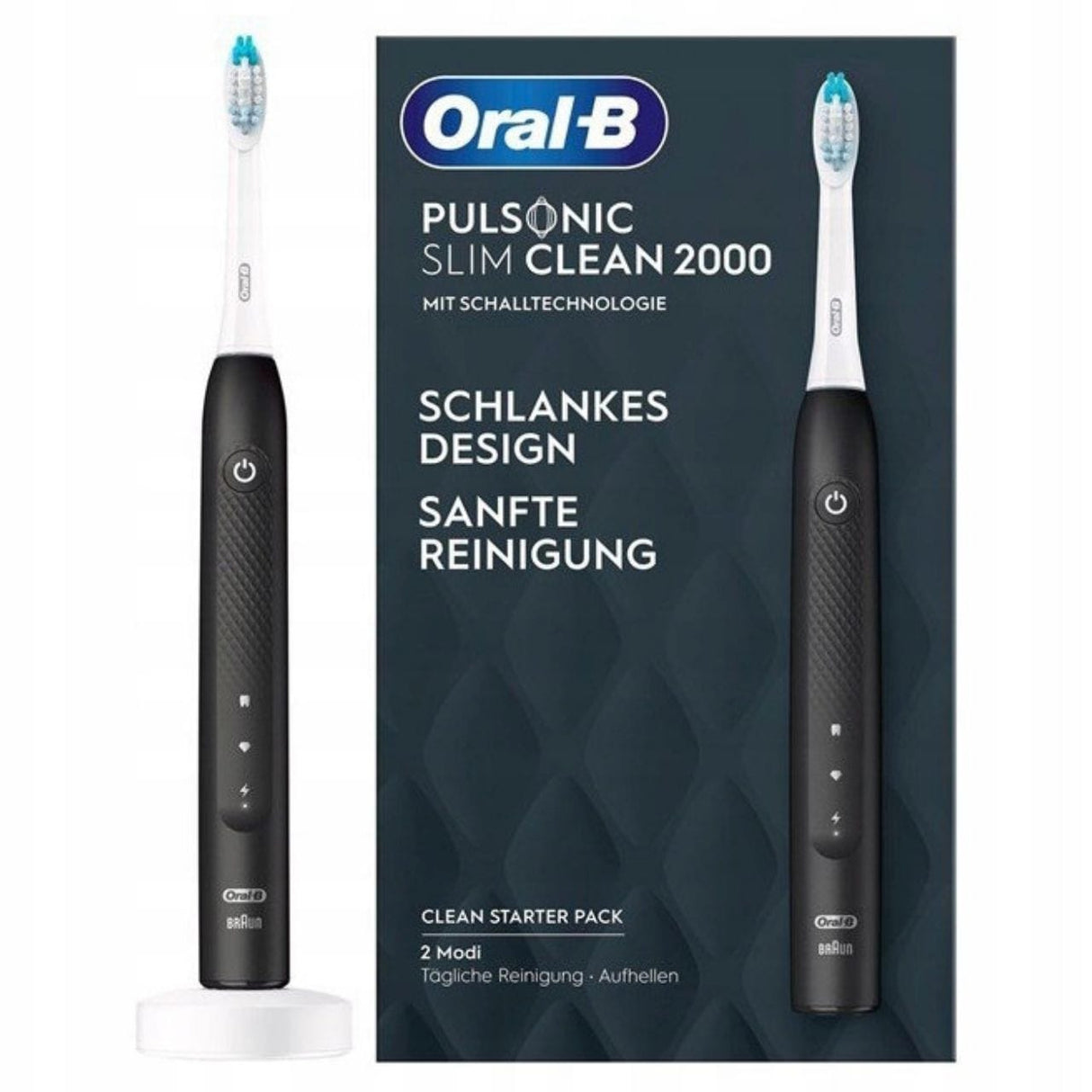 Oral-B Electric Tb Pulsonic Slim Clean 2000 Sonic Toothbrush + Brush Head - Black