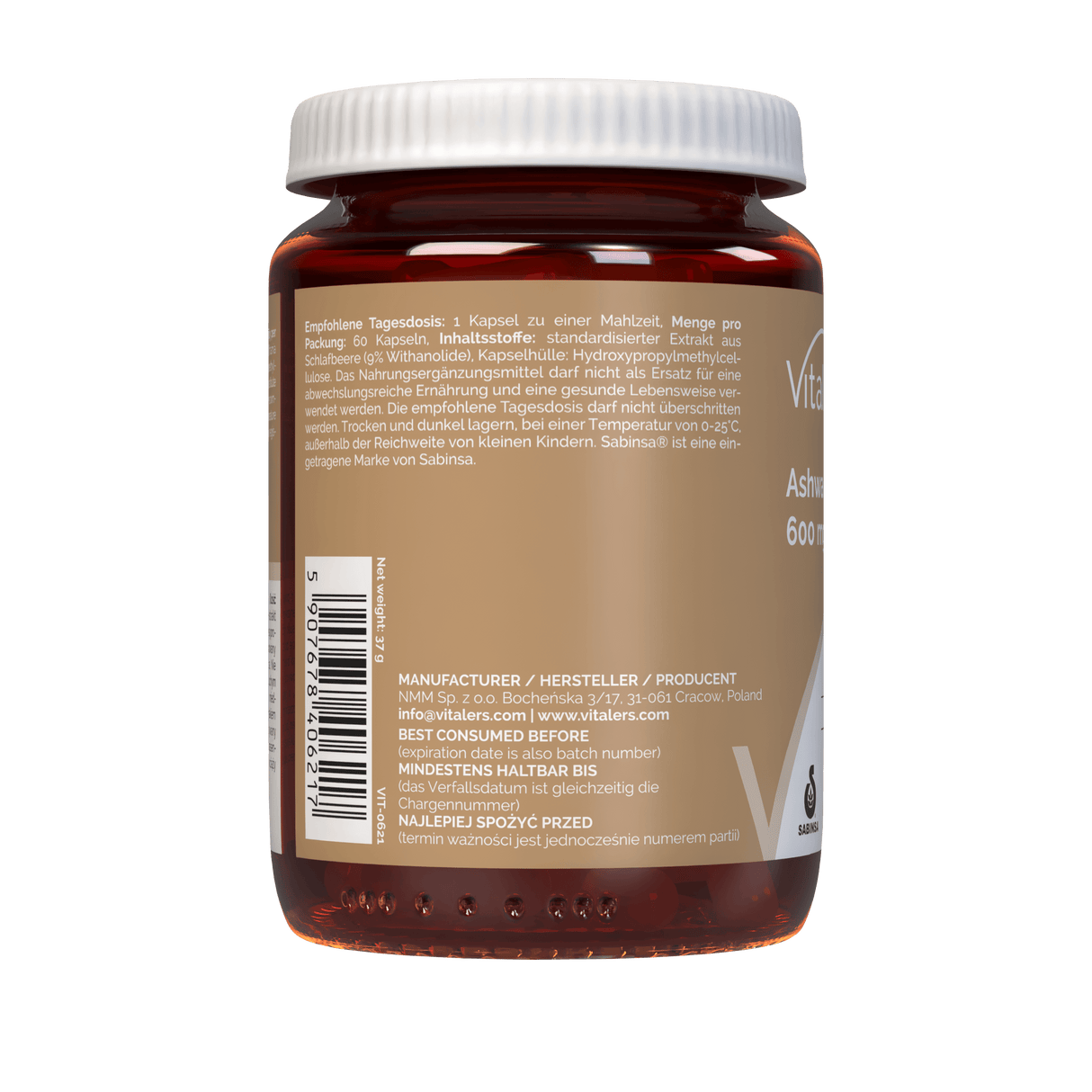 Vitaler's Ashwagandha 9% 600 mg - 60 Capsules