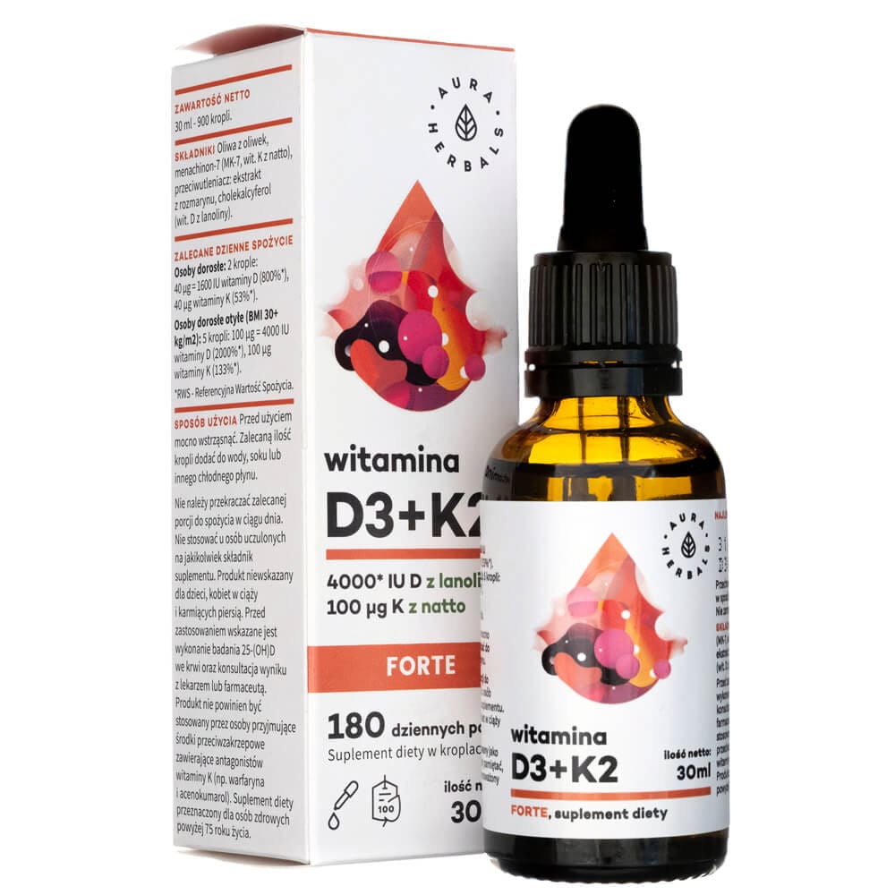 Aura Herbals Vitamin D3 4000 IU + K2 FORTE, drops - 30 ml