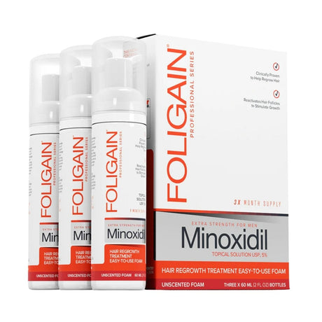 Foligain Minoxidil 5% Hair Regrowth Treatment for Men – 3 Bottles