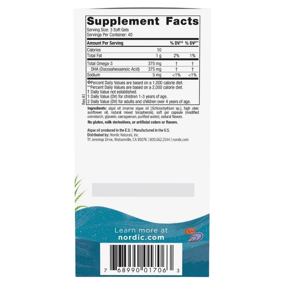 Nordic Naturals Children's DHA Vegetarian, Blueberry – 120 Mini Capsules