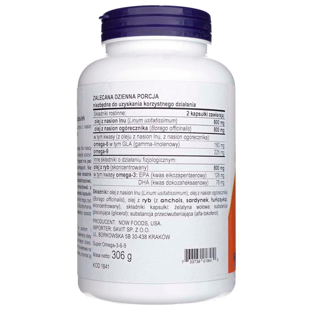 Now Foods Super Omega 3-6-9 1200 mg - 180 Softgels