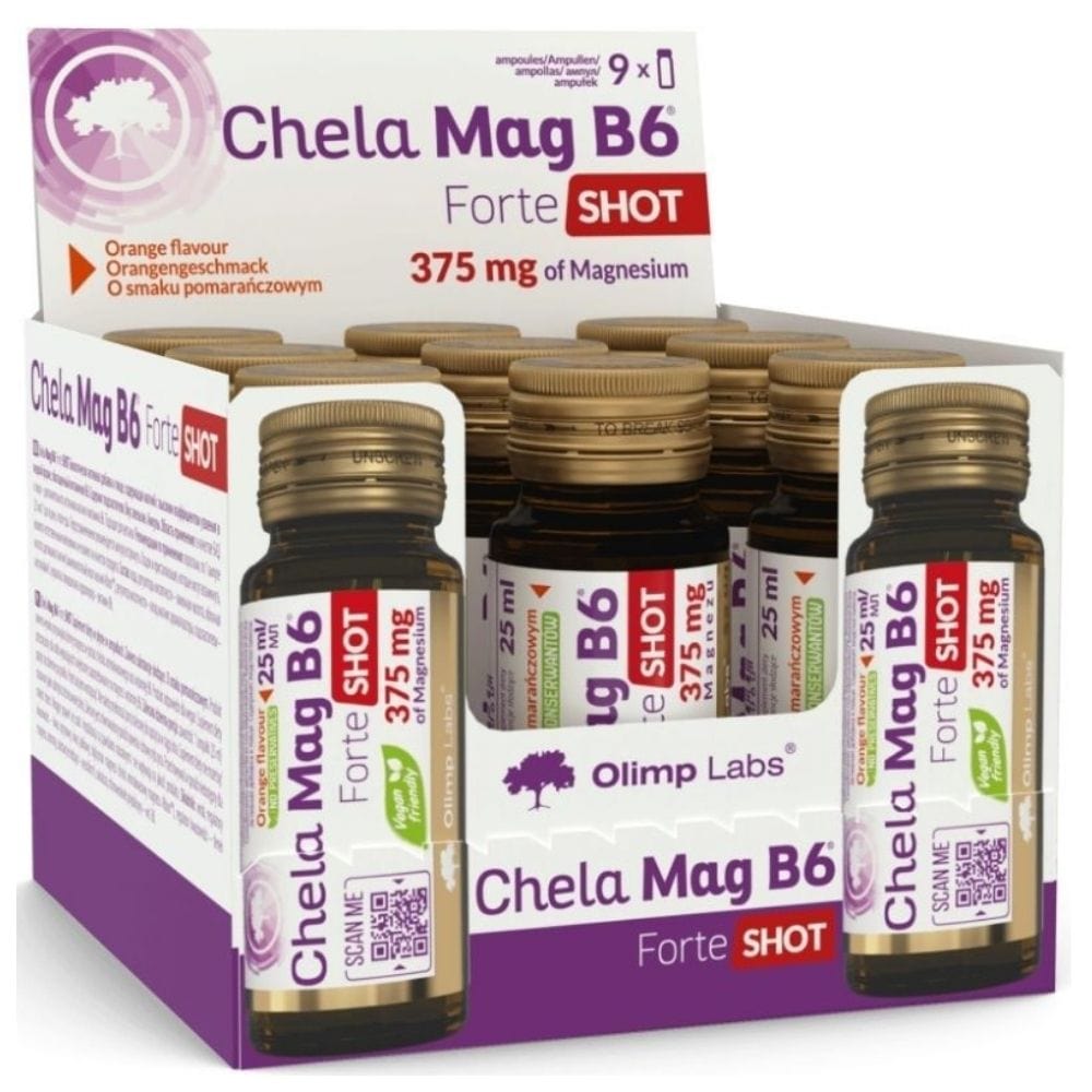 Olimp Chela-Mag B6 Forte Shot, Orange Flavour - 9 Ampoules