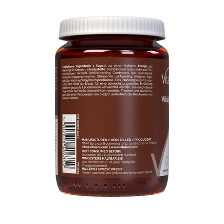 Vitaler's Vital Mushrooms, 6 Mushroom Extracts - 60 Capsules