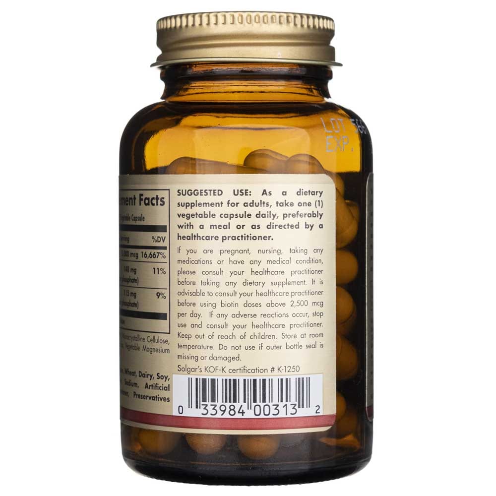 Solgar Biotin 5000 mcg - 50 Veg Capsules