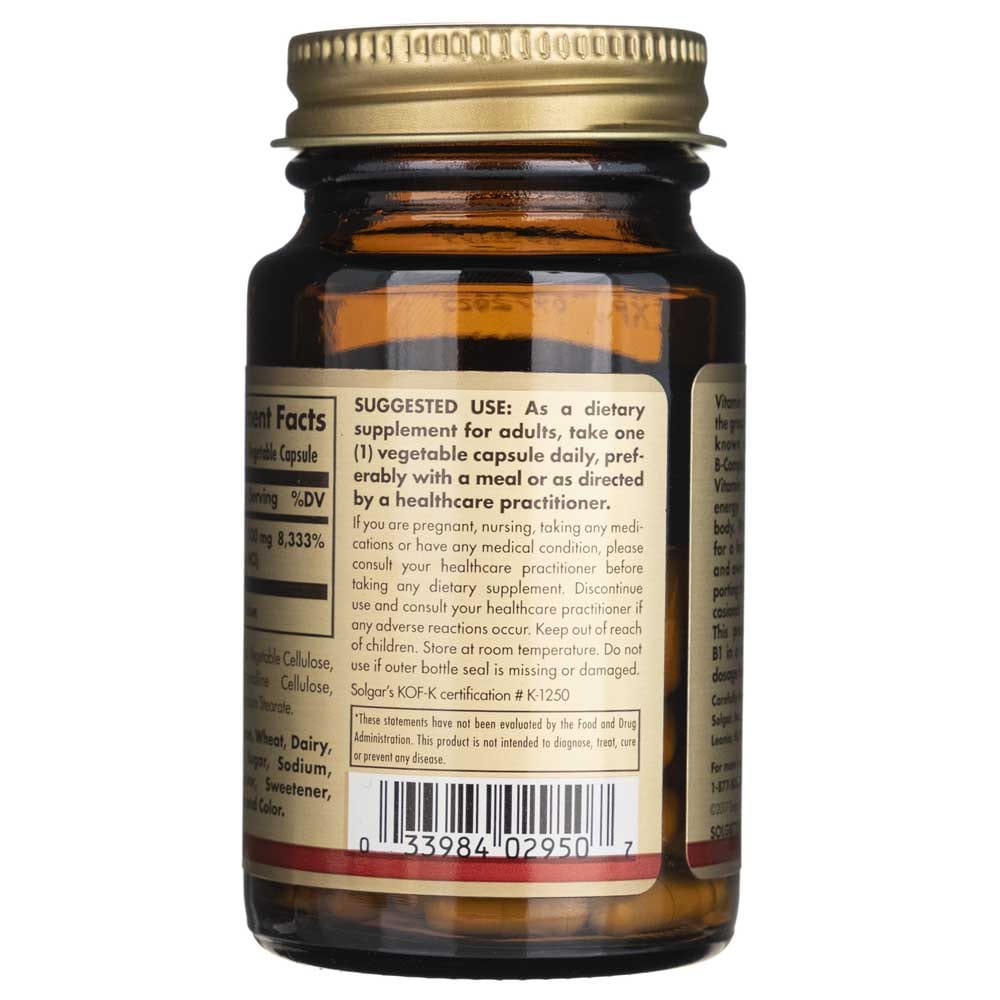 Solgar Vitamin B1 100 mg - 100 Veg Capsules