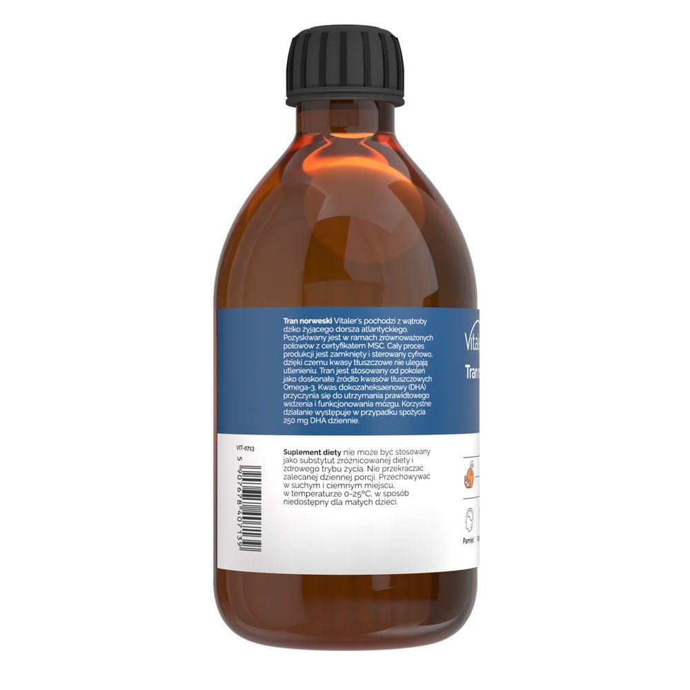 Vitaler's Omega-3 Norwegian Cod Liver Oil, Orange Flavor 1200 mg - 250 ml